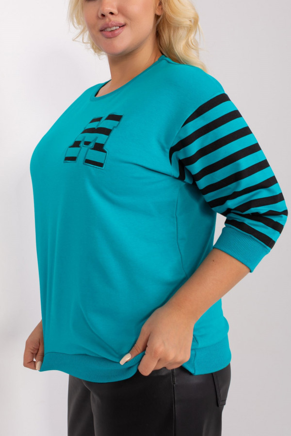 Sportowa bluzka damska rękawy w paski w kolorze turkusowym Andy