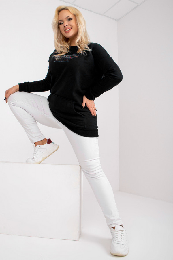 Bluza damska plus size w kolorze czarnym tunika kieszeń Livia 2