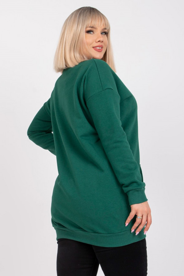 Bluza damska plus size w kolorze butelkowej zieleni tunika kieszeń Livia 1
