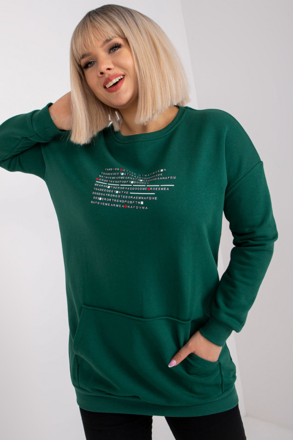 Bluza damska plus size w kolorze butelkowej zieleni tunika kieszeń Livia 2