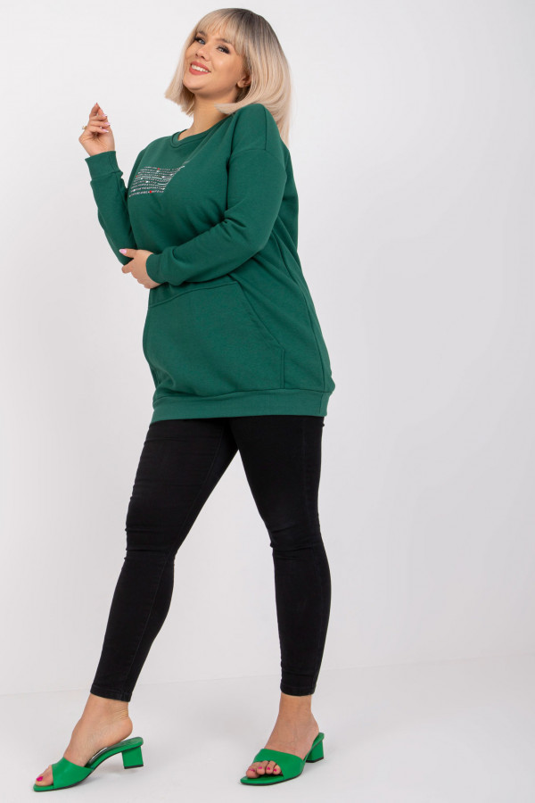 Bluza damska plus size w kolorze butelkowej zieleni tunika kieszeń Livia 4