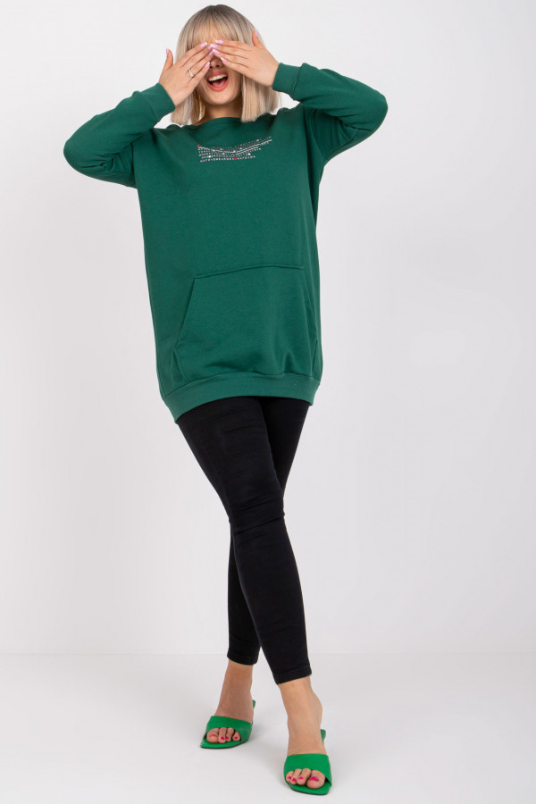 Bluza damska plus size w kolorze butelkowej zieleni tunika kieszeń Livia 6