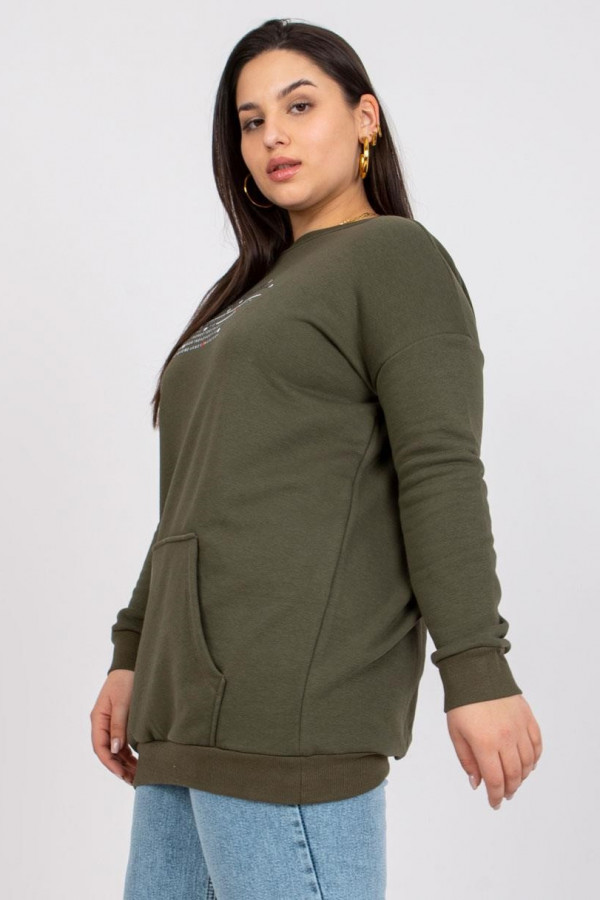 Bluza damska plus size w kolorze khaki tunika kieszeń Livia 2