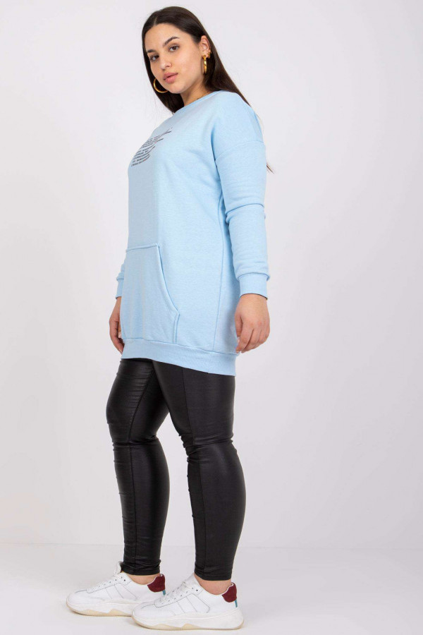 Bluza damska plus size w kolorze błękitnym tunika kieszeń Livia 4