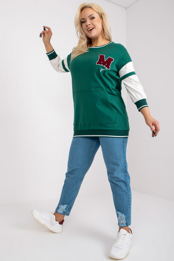 Sportowa bluzka damska tunika plus size w kolorze zielonym 1