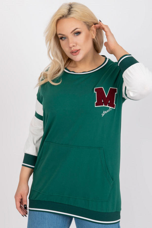 Sportowa bluzka damska tunika plus size w kolorze zielonym 5