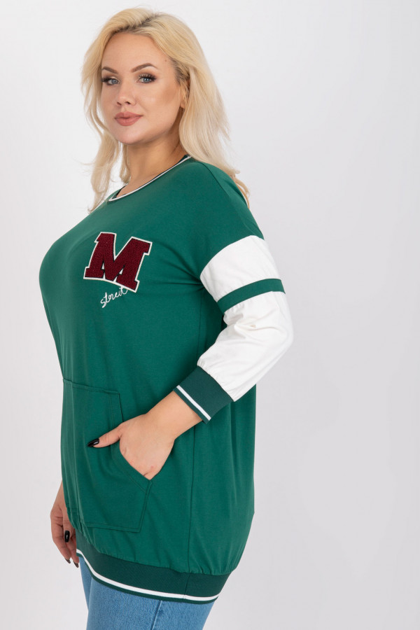 Sportowa bluzka damska tunika plus size w kolorze zielonym 2