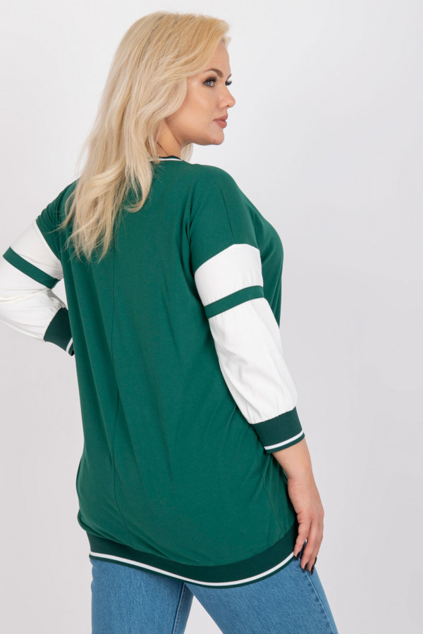 Sportowa bluzka damska tunika plus size w kolorze zielonym 3