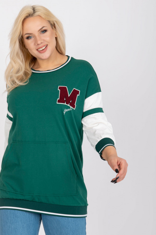 Sportowa bluzka damska tunika plus size w kolorze zielonym 4