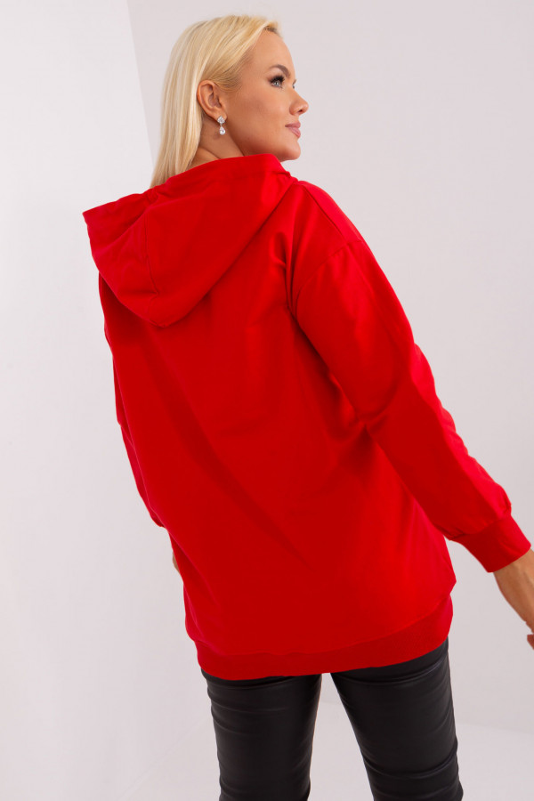 Bluza damska w kolorze czerwonym z kapturem na zamek Amanda 4