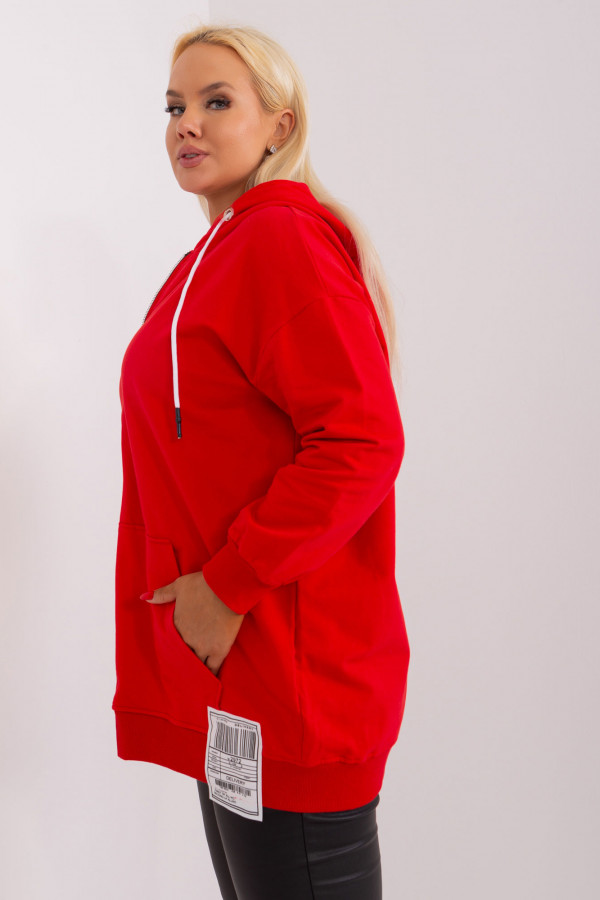 Bluza damska w kolorze czerwonym z kapturem na zamek Amanda 3