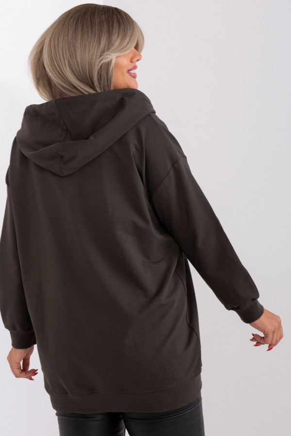 Bluza damska w kolorze khaki z kapturem na zamek Amanda 3