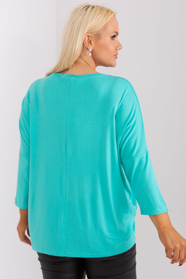 Bluzka damska plus size w kolorze miętowym oversize w serek Alita 2