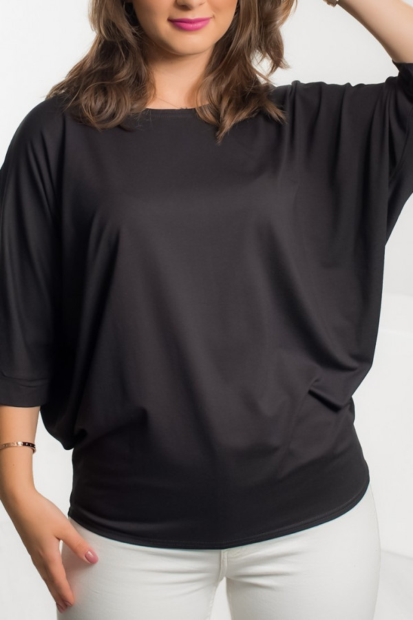 Duża luźna bluzka damska w kolorze czarnym nietoperz oversize jasmin