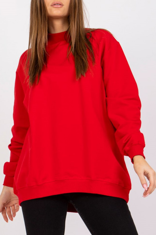 Bluza damska w kolorze czerwonym oversize basic lea
