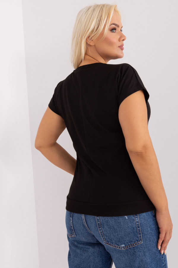Bluzka damska plus size w kolorze czarnym krótki rękaw pióra dżety Mili 3