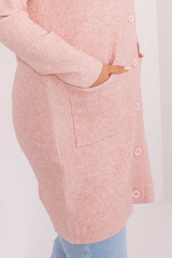 Sweter damski kardigan narzutka z guzikami w kolorze pudrowym Jyoti 3