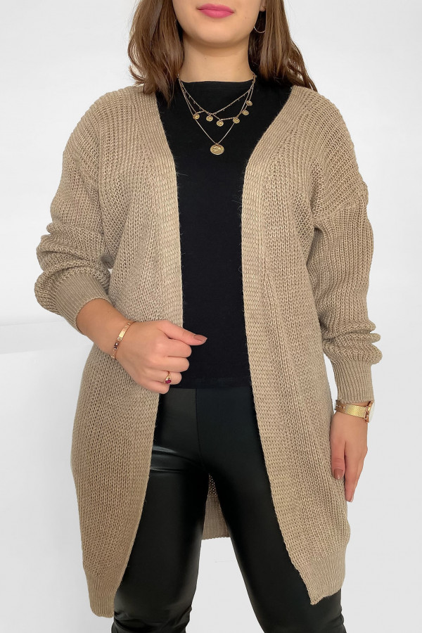 Sweter damski kardigan narzutka w kolorze beżowym Zuza