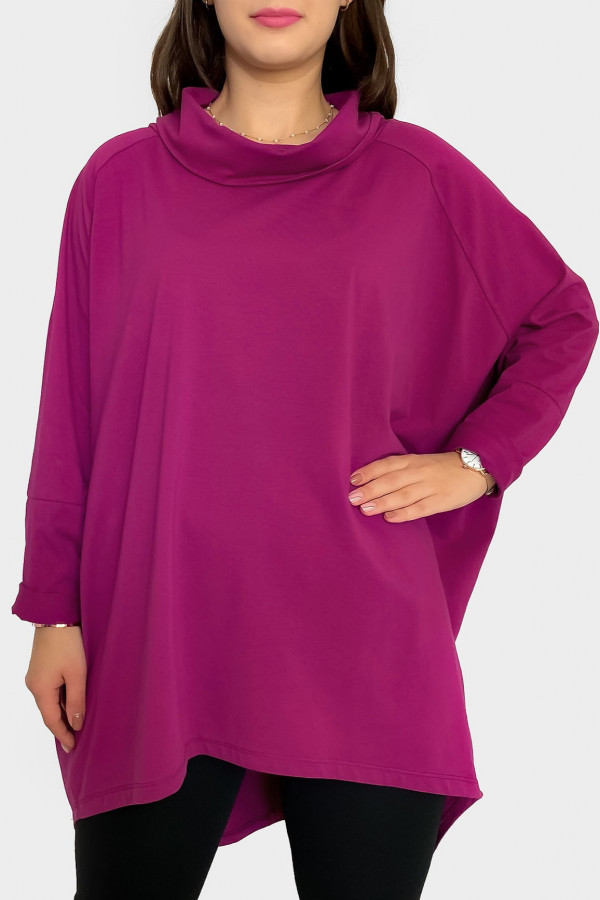 Mega oversize tunika plus size w kolorze magenta luźny golf Lazel