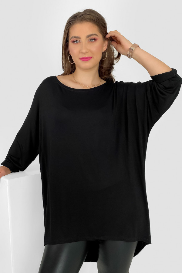 Duża tunika bluzka damska z wiskozy w kolorze czarnym oversize dłuższy tył Cara 1