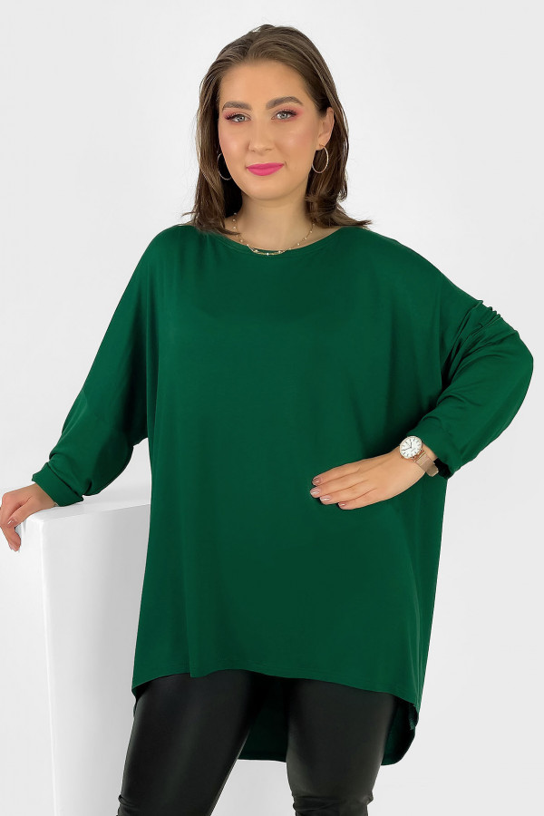 Duża tunika bluzka damska z wiskozy w kolorze zielonym oversize dłuższy tył Cara 2