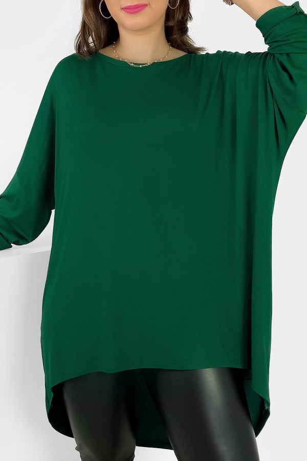 Duża tunika bluzka damska z wiskozy w kolorze zielonym oversize dłuższy tył Cara 4