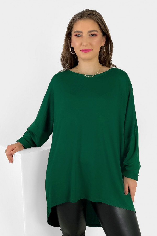 Duża tunika bluzka damska z wiskozy w kolorze zielonym oversize dłuższy tył Cara 3