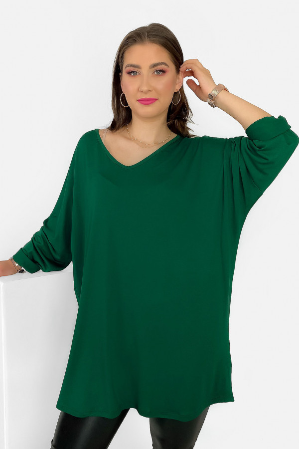 Mega oversize tunika bluzka damska plus size z wiskozy w kolorze zielonym v-neck Gwen 2
