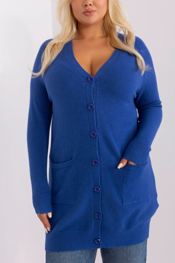 Sweter damski kardigan narzutka w kolorze ciemno niebieskim z guzikami Sadie