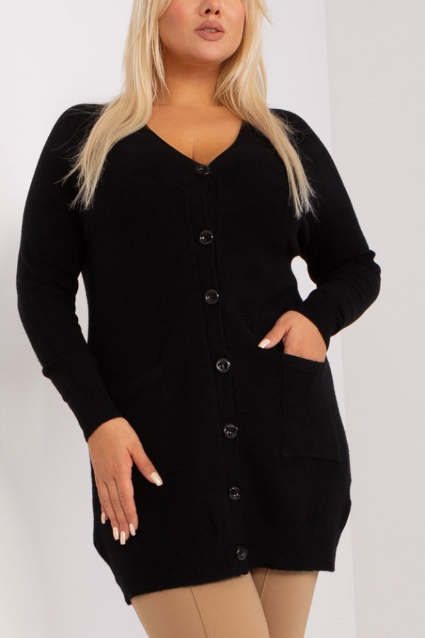 Sweter damski kardigan narzutka w kolorze czarnym z guzikami Sadie