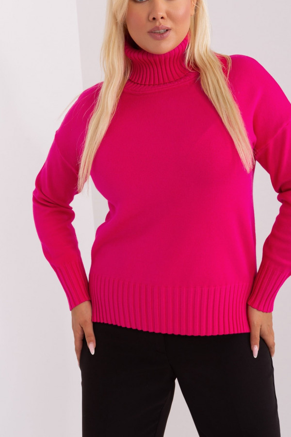 Sweter damski z rozcięciami w kolorze fuksji golf Daria