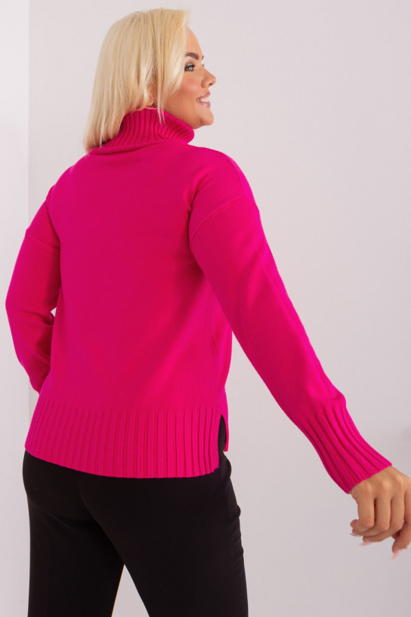 Sweter damski z rozcięciami w kolorze fuksji golf Daria 4