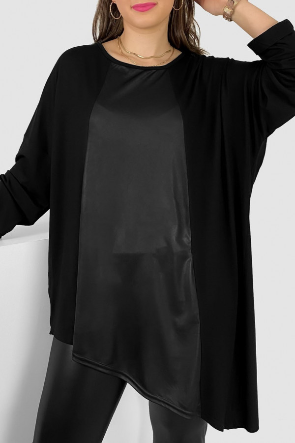 Asymetryczna bluzka tunika plus size w kolorze czarnym skórkowy motyw Lexy