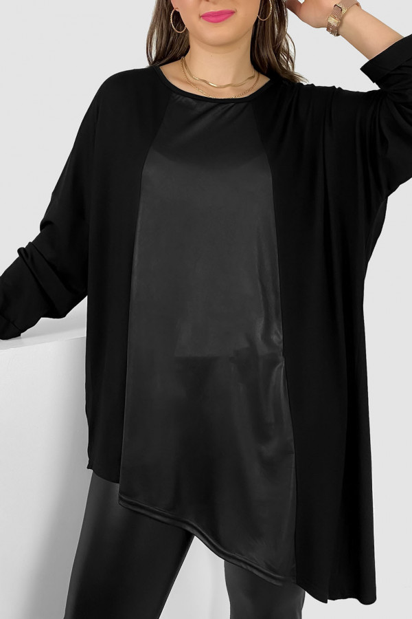 Asymetryczna bluzka tunika plus size w kolorze czarnym skórkowy motyw Lexy 1