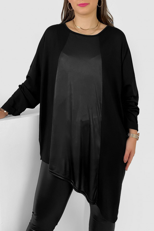 Asymetryczna bluzka tunika plus size w kolorze czarnym skórkowy motyw Lexy 2