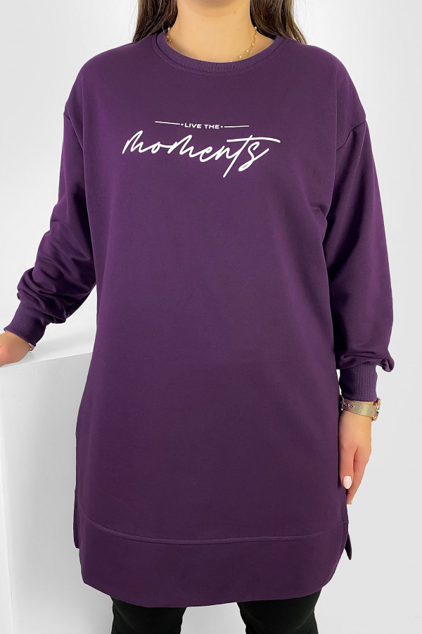 Długa bluza dresowa tunika damska w kolorze fioletowym moments Hara