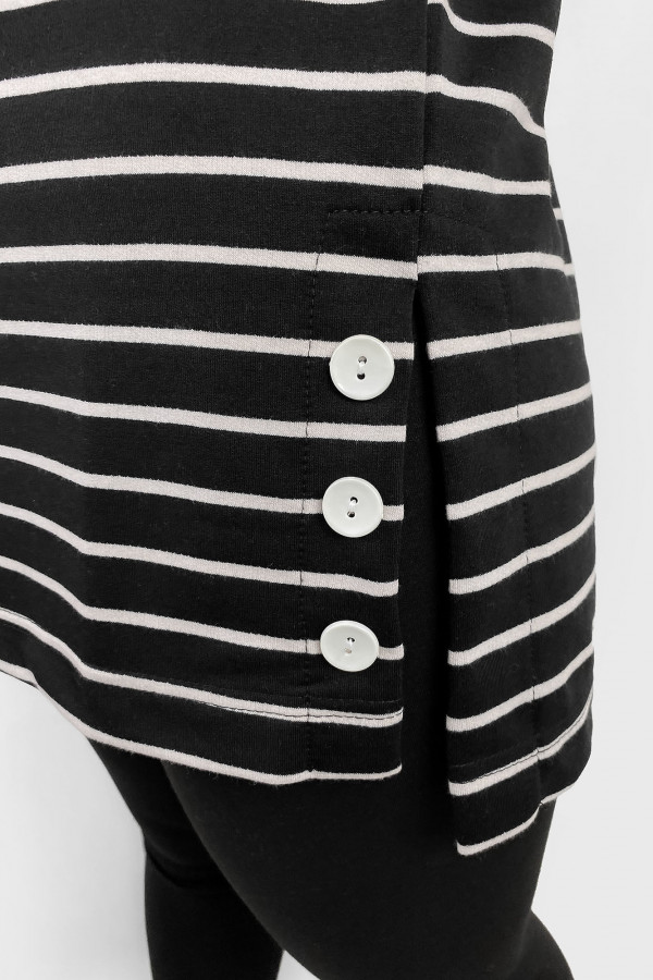 Bluza dresowa tunika damska w kolorze czarnym paski guziki Petti 2
