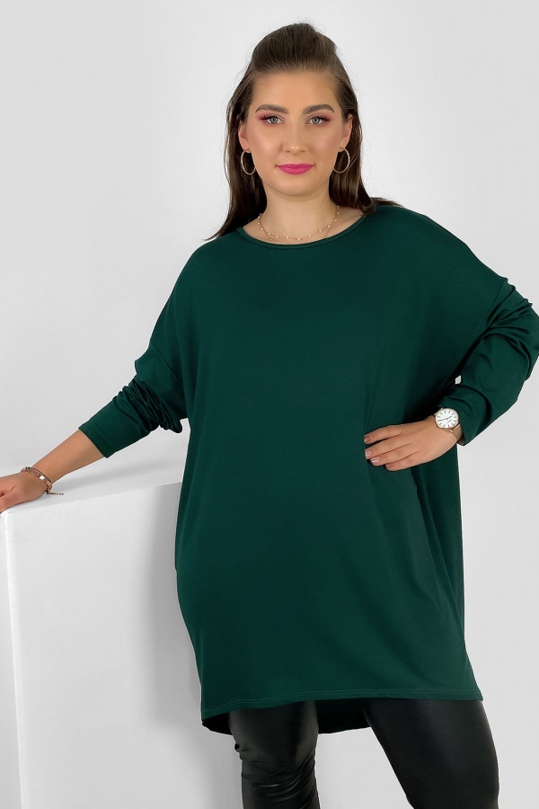 Luźna tunika bluzka damska z wiskozy w kolorze butelkowej zieleni oversize dłuższy tył Halsey 1