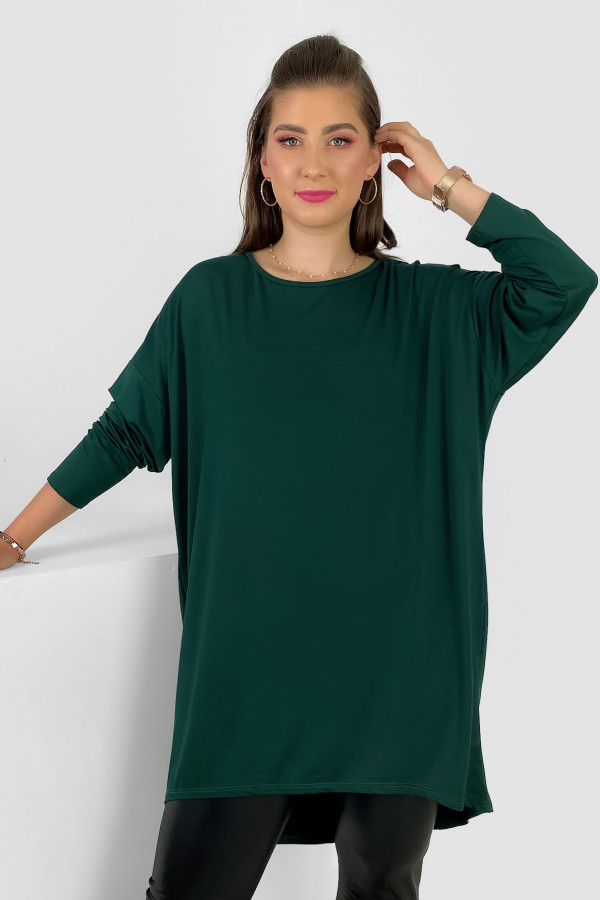 Luźna tunika bluzka damska z wiskozy w kolorze butelkowej zieleni oversize dłuższy tył Halsey 2