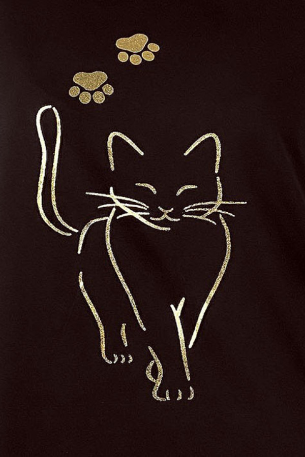 Nietoperz T-shirt damski plus size w kolorze gorzkiej czekolady złoty kot cat 4