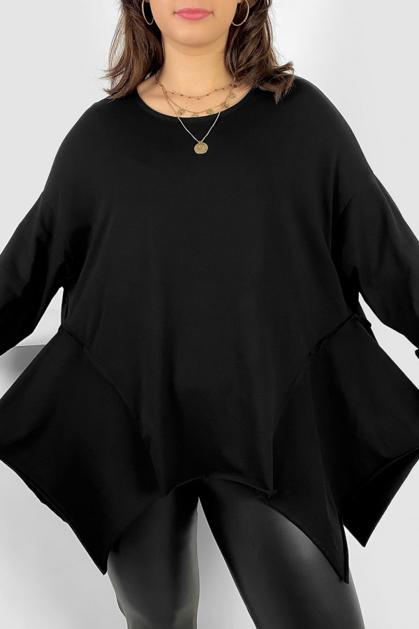 Asymetryczna bluzka damska plus size w kolorze czarnym boki rogi Randi 3