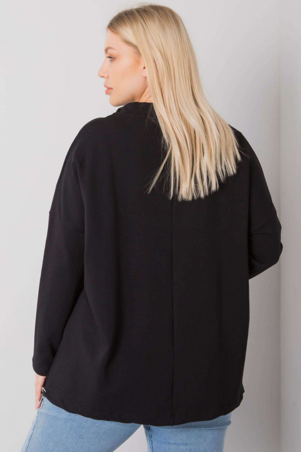 Bluza damska plus size w kolorze czarnym oversize napisy kieszenie Fancy 4