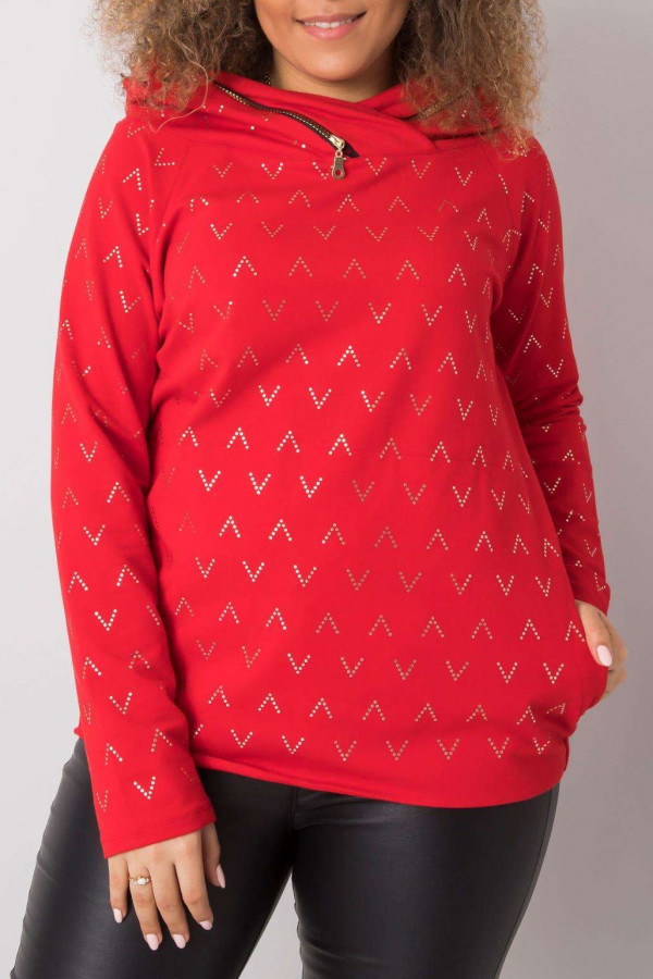 Bluza damska w kolorze czerwonym oversize kaptur na zamek style Kiera