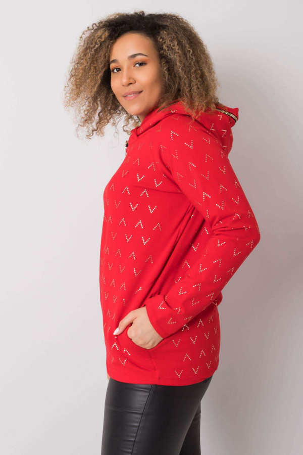 Bluza damska w kolorze czerwonym oversize kaptur na zamek style Kiera 2