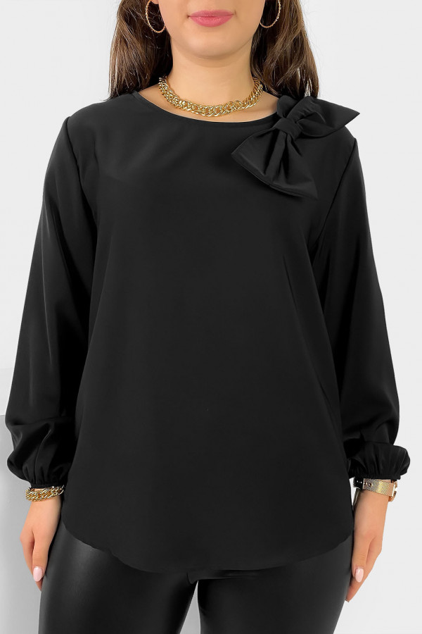 Elegancka koszula bluzka w kolorze czarnym ozdobna kokarda Joann 2