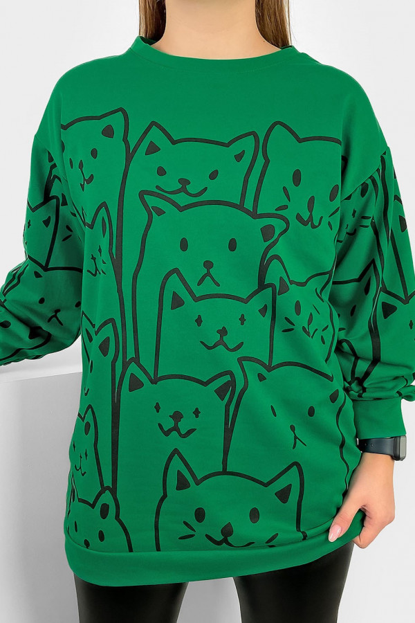 Bluza damska plus size w kolorze zielonym okrągły dekolt ściągacze KOTY 2