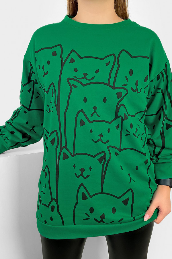 Bluza damska plus size w kolorze zielonym okrągły dekolt ściągacze KOTY 1