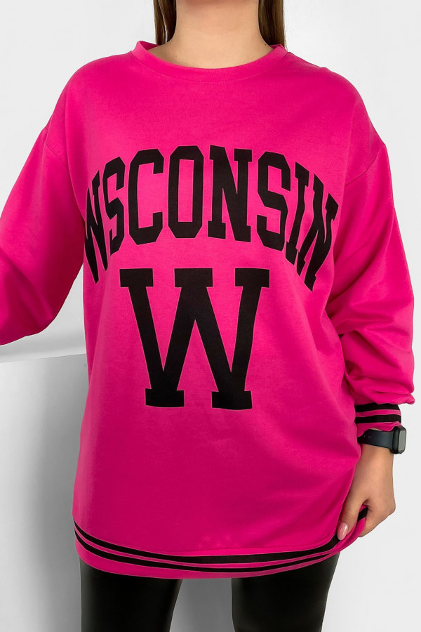 Bluza damska w kolorze różowym okrągły dekolt ściągacze WSCONSIN 2