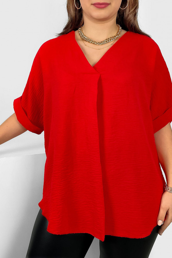 Elegancka bluzka oversize koszula w kolorze czerwonym stójka Asha 3