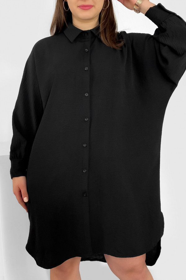 Koszula tunika plus size w kolorze czarnym sukienka oversize guziki Enia 1